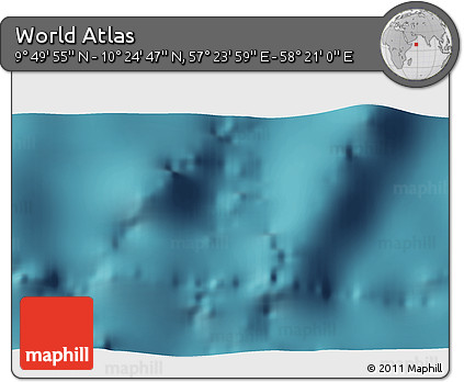 Satellite 3D Map of the Area around 10° 7' 21" N, 57° 52' 30" E