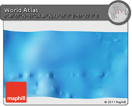 Physical 3D Map of the Area around 10° 7' 21" N, 58° 43' 30" E