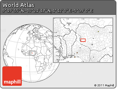 Blank Location Map of the Area around 10° 7' 21" N, 5° 10' 30" E
