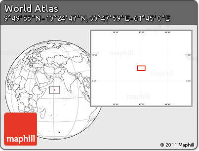 Blank Location Map of the Area around 10° 7' 21" N, 61° 16' 29" E