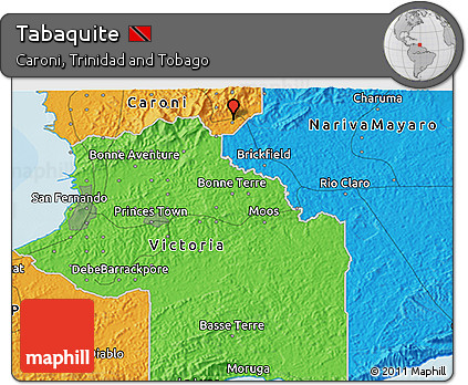 Political 3D Map of Tabaquite