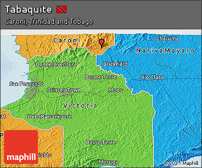 Political 3D Map of Tabaquite