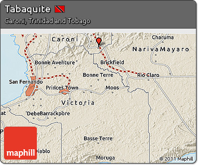 Shaded Relief 3D Map of Tabaquite
