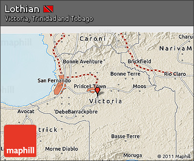 Shaded Relief 3D Map of Lothian