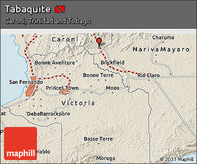 Shaded Relief 3D Map of Tabaquite