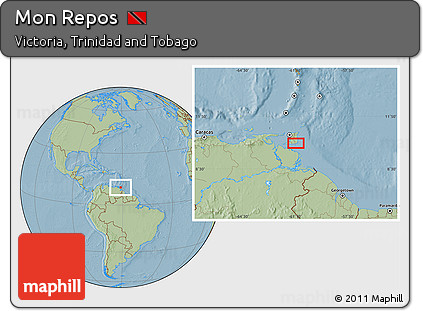 Savanna Style Location Map of Mon Repos, hill shading