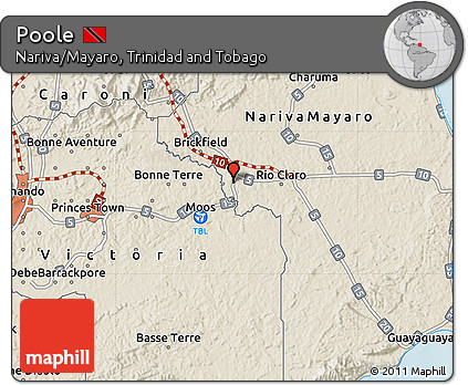 Shaded Relief Map of Poole