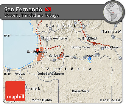 Shaded Relief Map of San Fernando
