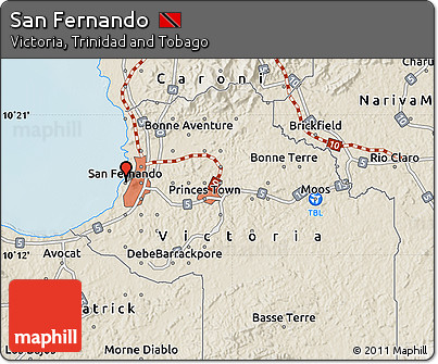 Shaded Relief Map of San Fernando