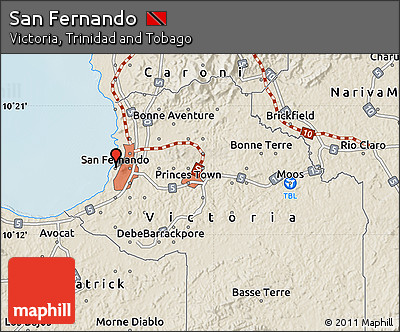 Shaded Relief Map of San Fernando