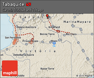 Shaded Relief Map of Tabaquite