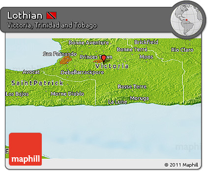 Physical Panoramic Map of Lothian