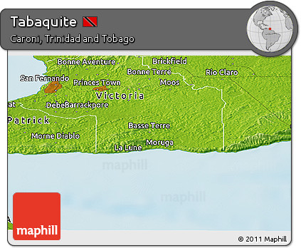 Physical Panoramic Map of Tabaquite