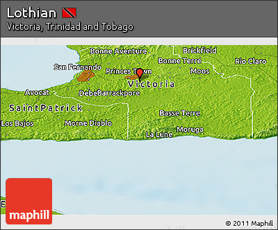 Physical Panoramic Map of Lothian