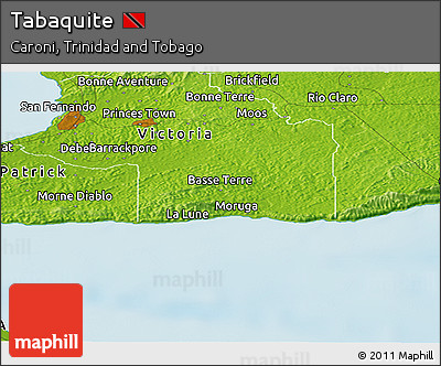 Physical Panoramic Map of Tabaquite