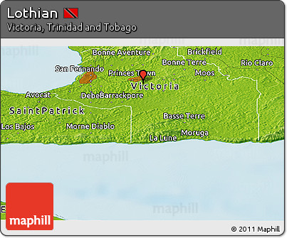 Physical Panoramic Map of Lothian