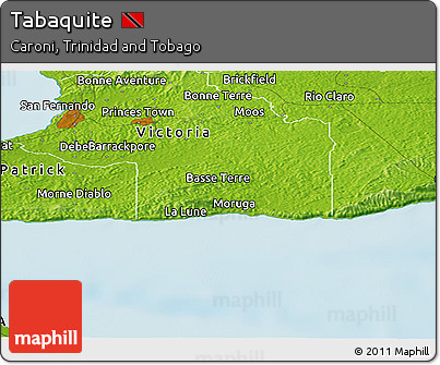 Physical Panoramic Map of Tabaquite
