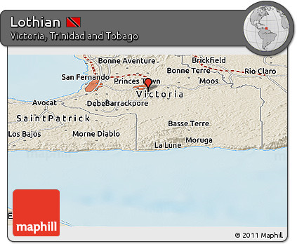 Shaded Relief Panoramic Map of Lothian