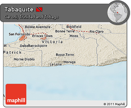 Shaded Relief Panoramic Map of Tabaquite