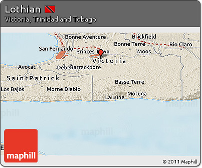 Shaded Relief Panoramic Map of Lothian