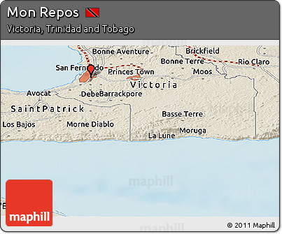 Shaded Relief Panoramic Map of Mon Repos