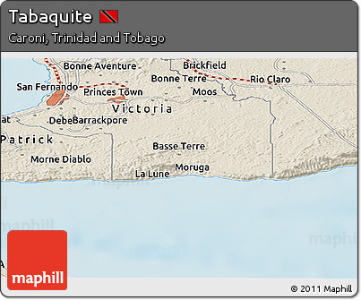 Shaded Relief Panoramic Map of Tabaquite