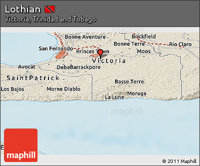 Shaded Relief Panoramic Map of Lothian