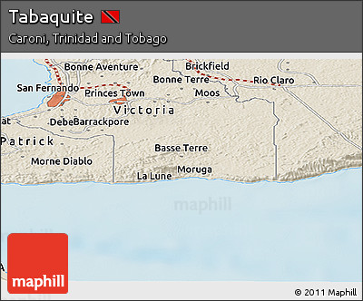Shaded Relief Panoramic Map of Tabaquite