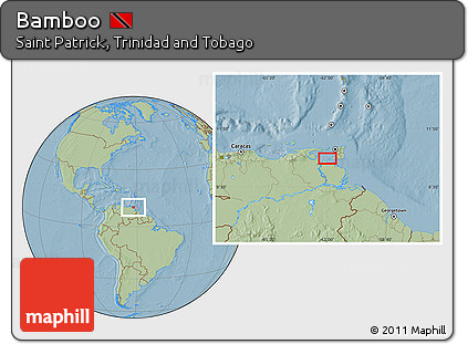 Savanna Style Location Map of Bamboo, hill shading