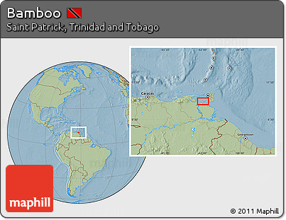 Savanna Style Location Map of Bamboo, hill shading