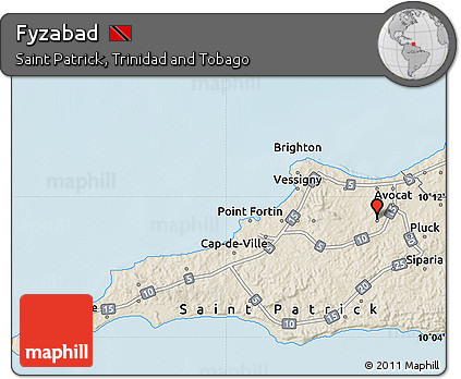 Shaded Relief Map of Fyzabad