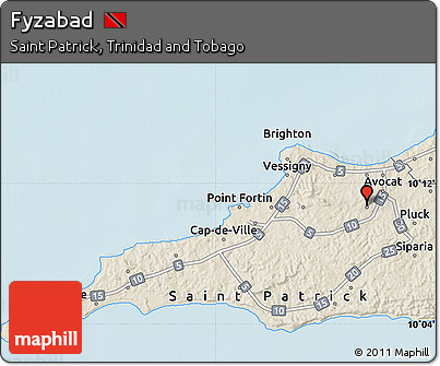 Shaded Relief Map of Fyzabad
