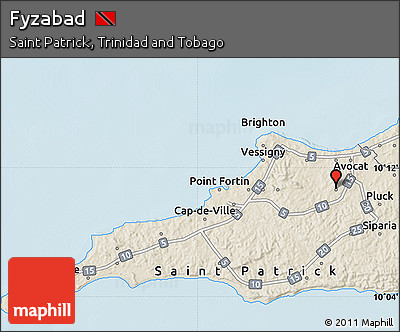 Shaded Relief Map of Fyzabad