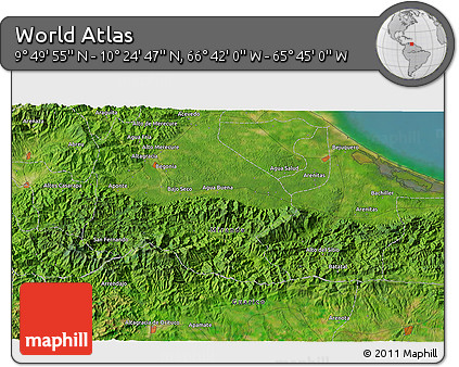 Satellite 3D Map of the Area around 10° 7' 21" N, 66° 13' 29" W