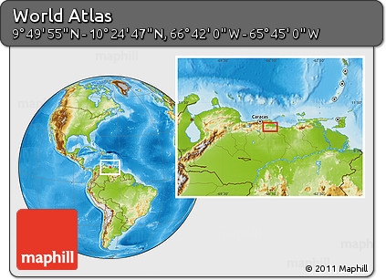 Physical Location Map of the Area around 10° 7' 21" N, 66° 13' 29" W