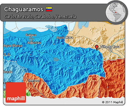 Political 3D Map of Chaguaramos
