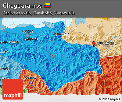 Political 3D Map of Chaguaramos