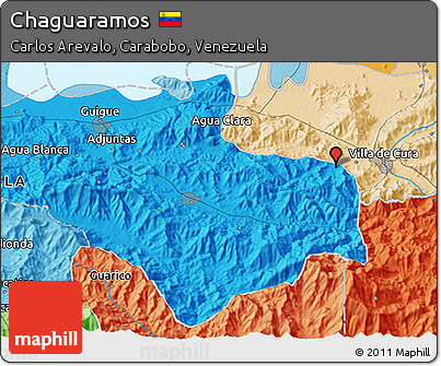 Political 3D Map of Chaguaramos