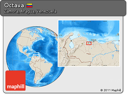Shaded Relief Location Map of Octava