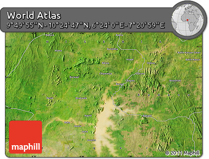 Satellite Map of the Area around 10° 7' 21" N, 6° 52' 30" E