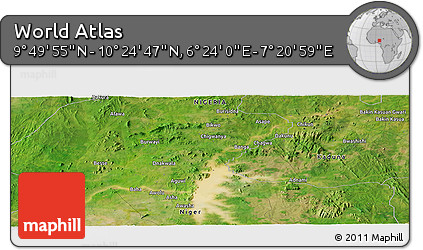 Satellite Panoramic Map of the Area around 10° 7' 21" N, 6° 52' 30" E