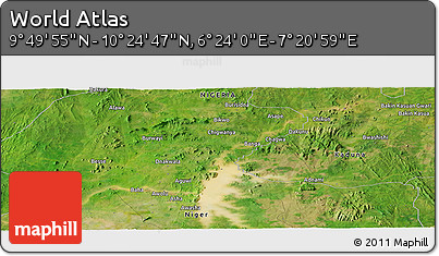 Satellite Panoramic Map of the Area around 10° 7' 21" N, 6° 52' 30" E