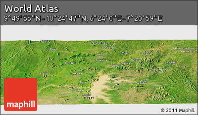 Satellite Panoramic Map of the Area around 10° 7' 21" N, 6° 52' 30" E