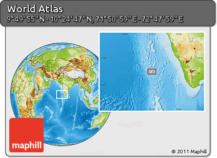 Physical Location Map of the Area around 10° 7' 21" N, 72° 19' 29" E