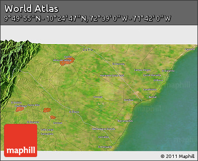 Satellite 3D Map of the Area around 10° 7' 21" N, 72° 10' 30" W