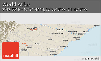 Shaded Relief Panoramic Map of the Area around 10° 7' 21" N, 72° 10' 30" W