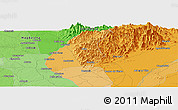 Political Panoramic Map of the area around 10° 7' 21" N, 73° 52' 30" W