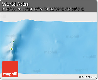 Physical 3D Map of the Area around 10° 7' 21" N, 74° 1' 30" E