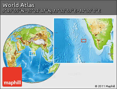 Physical Location Map of the Area around 10° 7' 21" N, 74° 1' 30" E