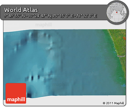 Satellite 3D Map of the Area around 10° 7' 21" N, 75° 43' 29" E